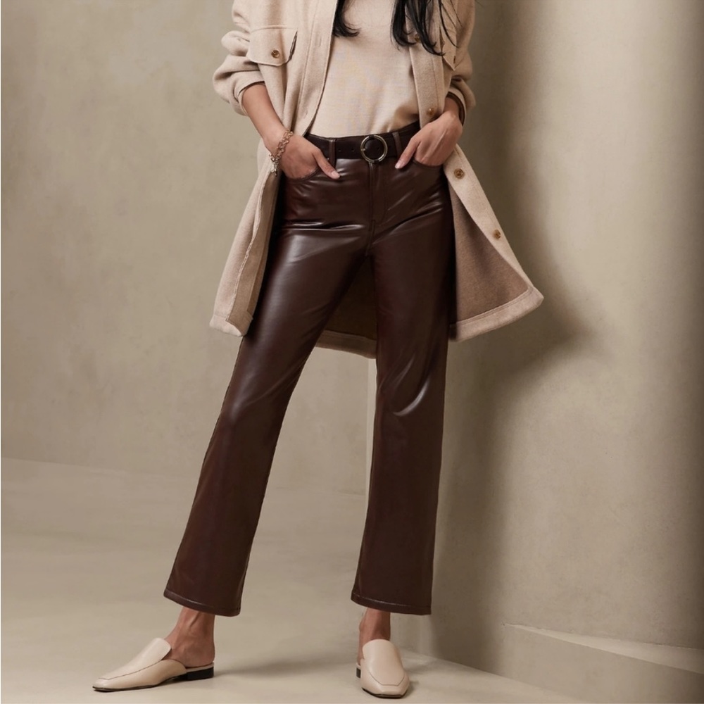 Banana Republic Women’s Brown Leather Cropped Bootcut Pants